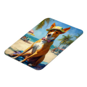 Imán Basenji en la playa, regalo de verano para los ama