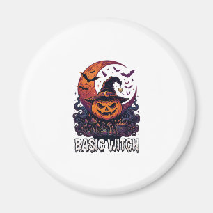 Imán Básica Bruja Halloween Calabaza Luna Creciente Cal