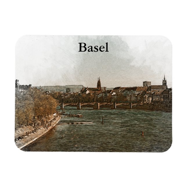 Imán Basilea, Suiza Europa Panorama de la ciudad Vista (Horizontal)