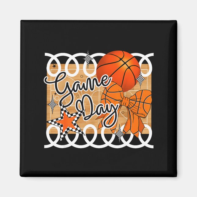 Imán Basketball Coquette Bow Game Day Women Girl  (Frente)