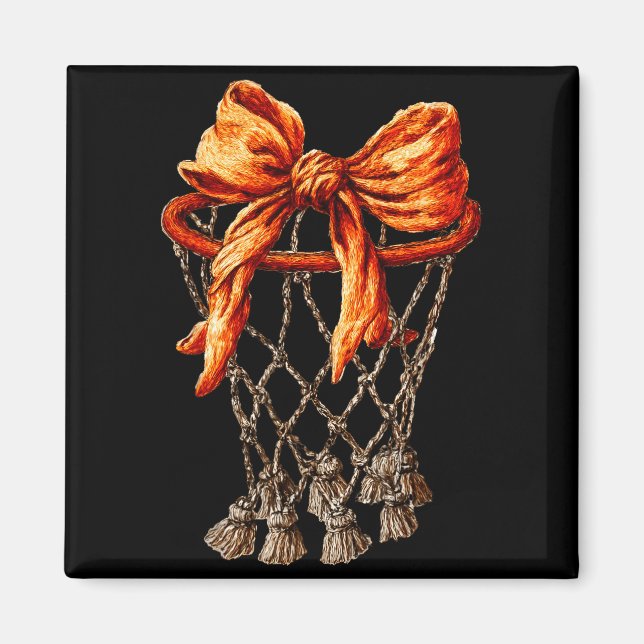 Imán Basketball Hoop Net Coquette Bow Basketball Player (Frente)