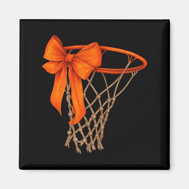 Imán Basketball Hoop With Bow Cute Basketball Aesthetic (Frente)