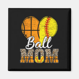 Imán Básquetbol Mamá Corazón Softball Mamá Leopard Madr