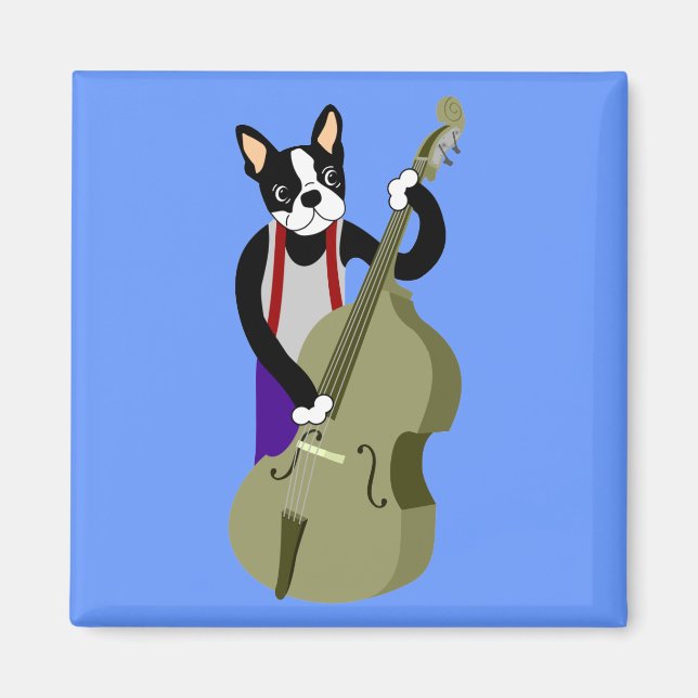 Imán Bass Player Boston Terrier (Frente)
