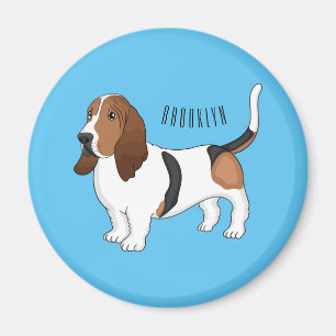Imán Basset hound dog cartoon illustration