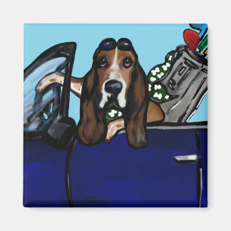 IMÁN BASSET HOUND GOLFER