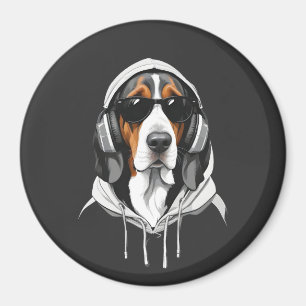 Imán Basset Hound Wearing Hoodie Funny Guay Animal Art