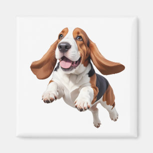 Imán Bastón Hound Happy Playful Fun Saltando Al Aire