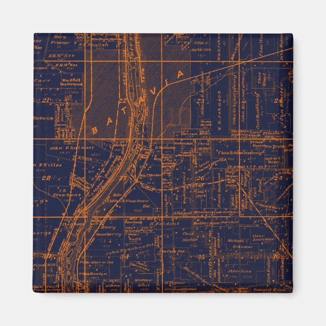 IMÁN BATAVIA ILLINOIS 1871 MAP FOX RIVER VALLEY (Frente)