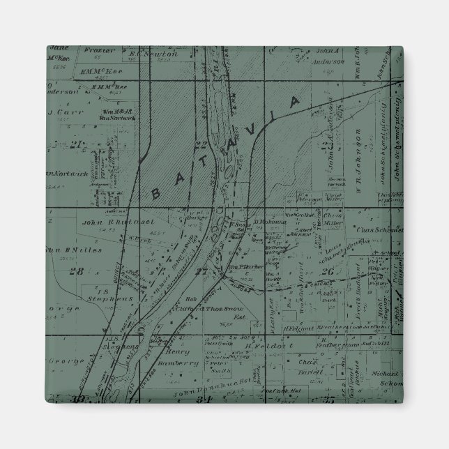 IMÁN BATAVIA ILLINOIS 1871 MAP FOX RIVER VALLEY (Frente)