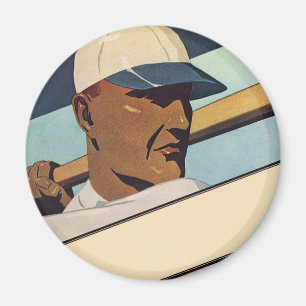 Imán Bateador de béisbol de deportes vintage, arte esti