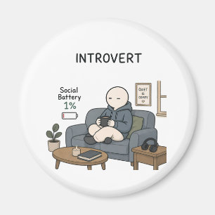 Imán Batería Social de Introvertido 1% Chiste de Introv