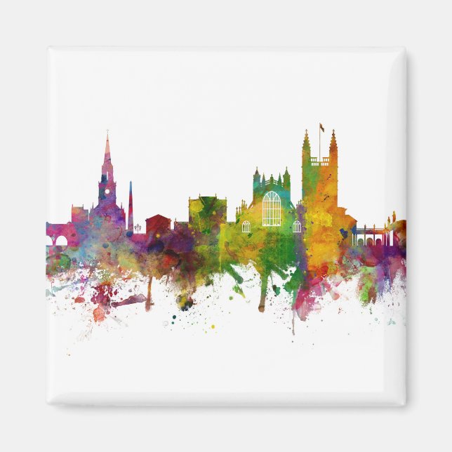 Imán Bath England Skyline Cityscape (Frente)