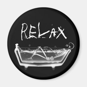 Imán Bath Tub X-Ray Skeleton Blanco y negro