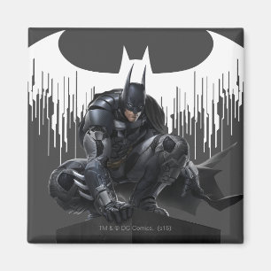 Imán Batman encaramado en un pilar