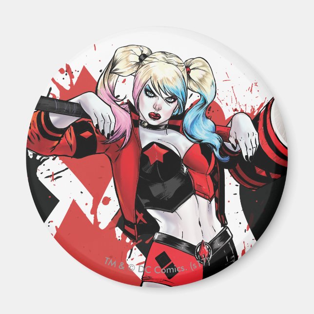 Imán Batman | Harley Quinn Hearts & Diamonds Splatter (Frente)