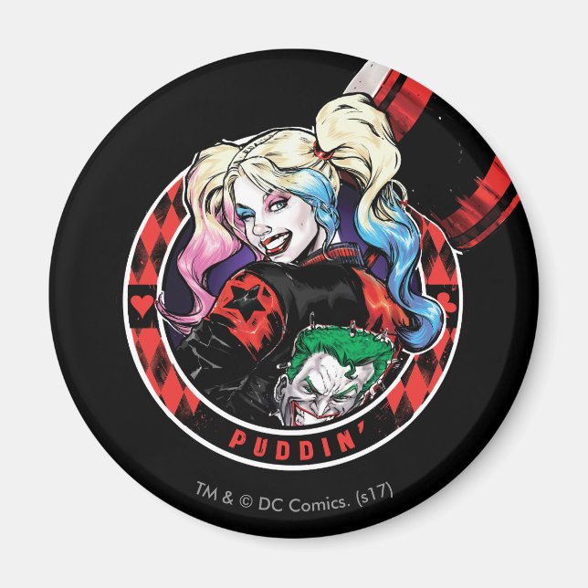 Imán Batman | Harley Quinn Winking Con Mallet (Frente)