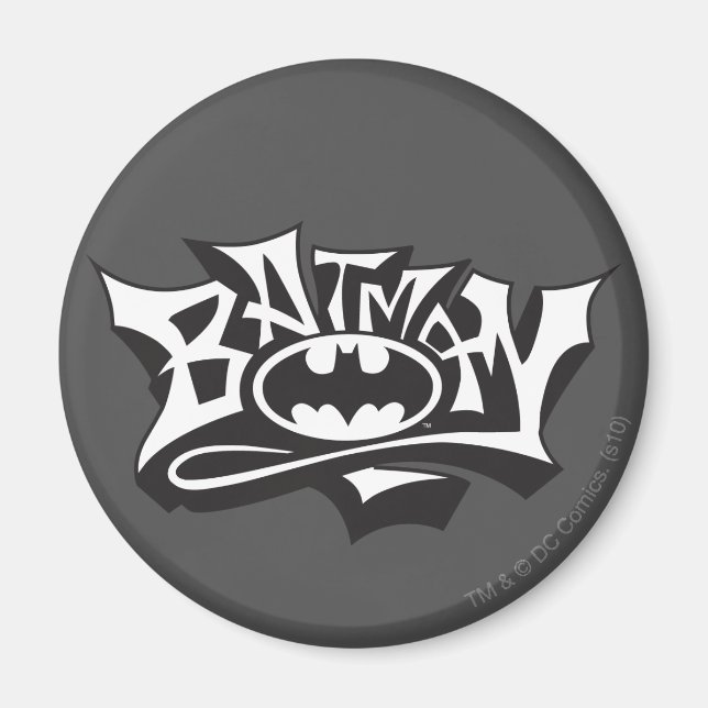 Imán Batman | Logotipo de nombre de graffiti (Frente)