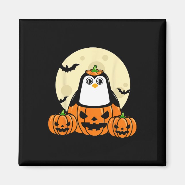Imán Bats de la luna de calabaza de pingüino disfrazar  (Frente)