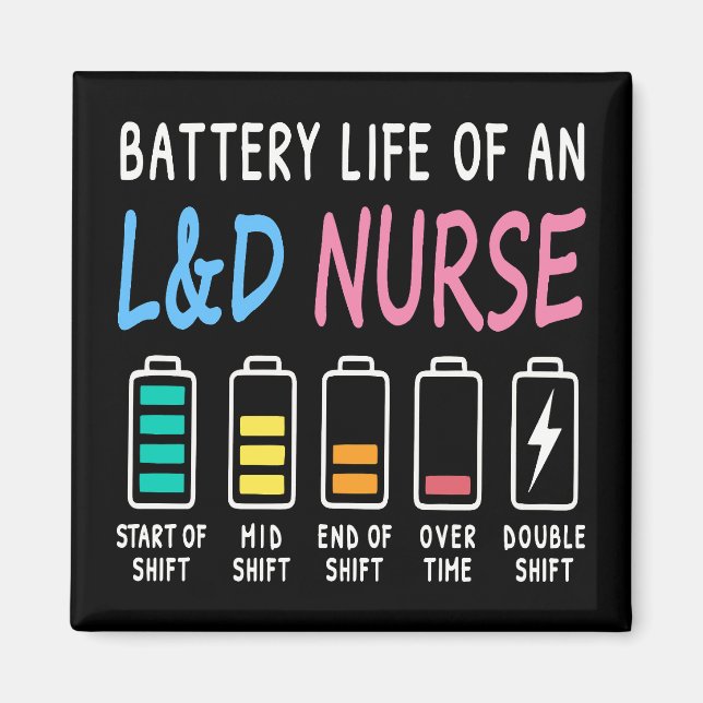 Imán Battery life of an L&D nurse humor chart (Frente)