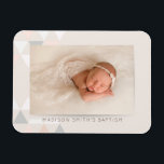 Imán Bautismo simple de foto geométrica<br><div class="desc">Disponible aquí: http://www.zazzle.com/selectpartysupplies</div>