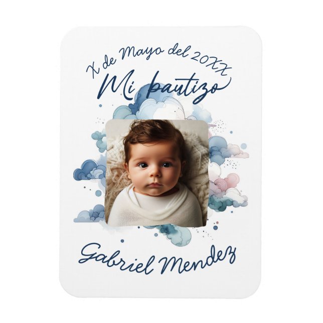 Imán Bautizo con foto Castellano (Vertical)
