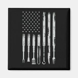 Imán BBQ Design Smoking Barbecue Bandera de Estados Uni