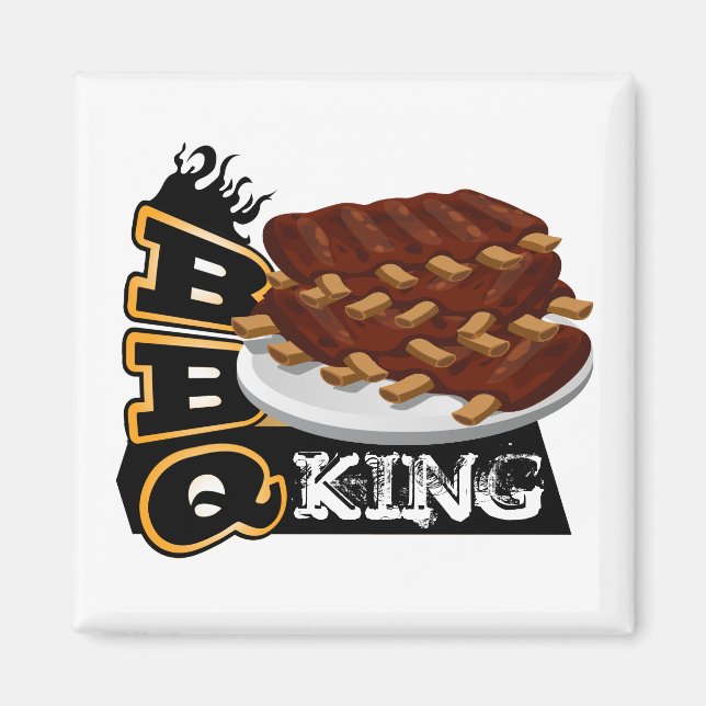 Imán ¡BBQ KING! Icono de costillas (Frente)