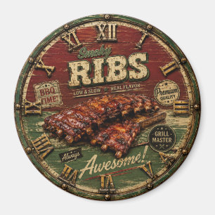 Imán BBQ Ribs Smokehouse Barbecue Grill Master Gift