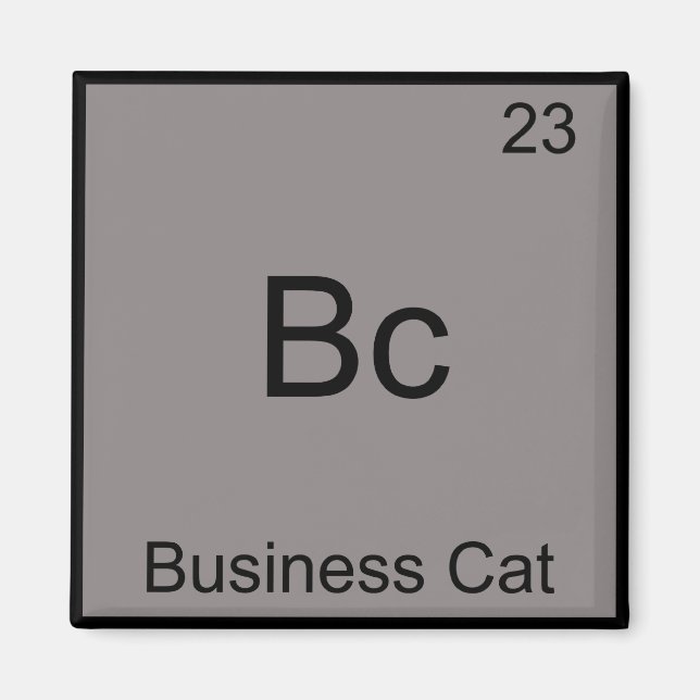 Imán Bc - Gato Empresarial Divertido Símbolo Elemento Q (Frente)