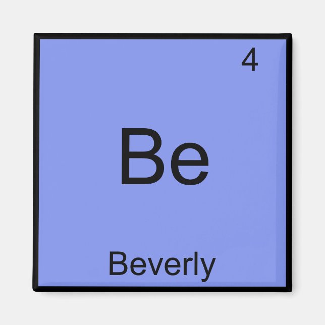 Imán Be - Beverny Funny Chemistry Element Symbol Nombre (Frente)