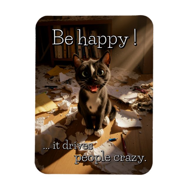 Imán Be Happy Cat - edición de papel Mess (Vertical)