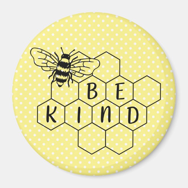 Imán Be Kind Bumble Bee Yellow Polka Dot (Frente)