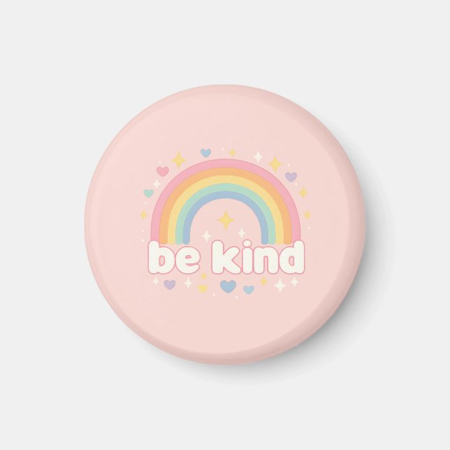 Imán Be Kind – Rainbow Pastel Positivity (Frente)
