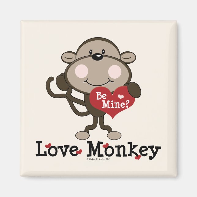 Imán Be Mine Love Monkey El día de San Valentín Magnet (Frente)