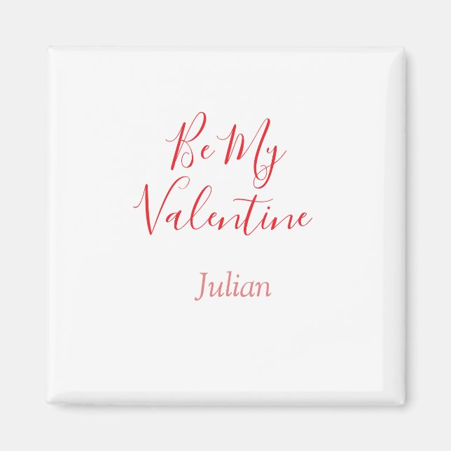 Imán Be my valentine red name elegant love couple  (Frente)