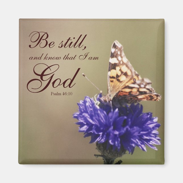 Imán Be Still Psalm 46:10 Flor de mariposa (Frente)