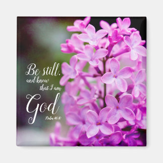 Imán Be Still Psalm 46:10 Flores De Lino Púrpura