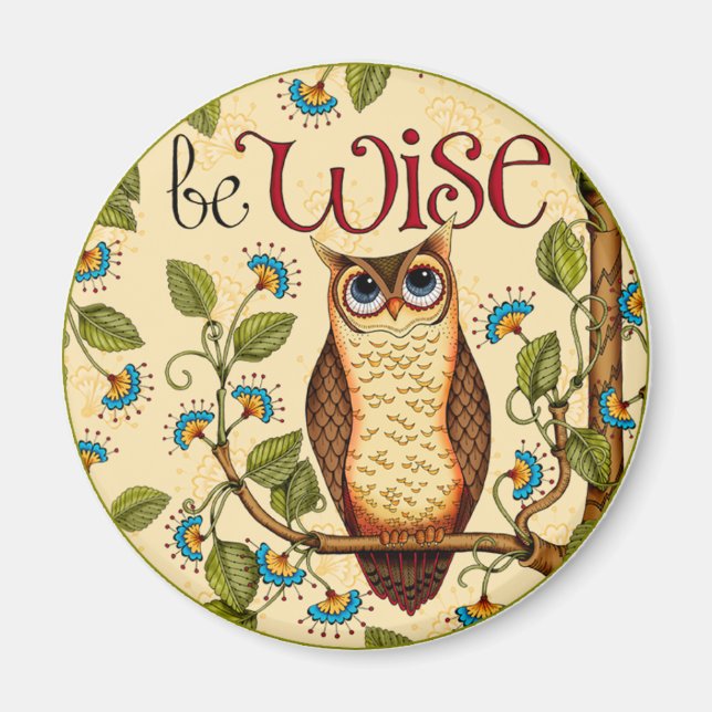 Imán Be Wise Owl-Round Magnet (Frente)