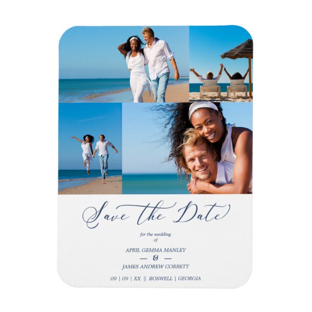 Imán Beach Collage 4 Photos Modern Couple Wedding (Vertical)