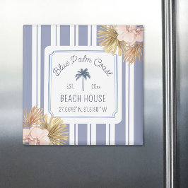 Imán Beach House Blue Stripes Coastal Boho Farmhouse
