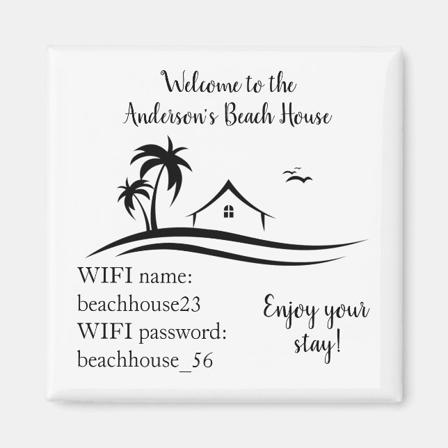 Imán Beach House Magnet Vacation Rental Wifi Password (Frente)