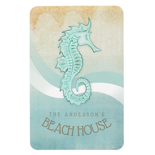 Imán Beach House Seahorse Aqua Blue ID623 (Vertical)
