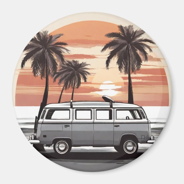 Imán "Beach Kombi Fridge Magnet - Coastal Adventure Dec (Frente)