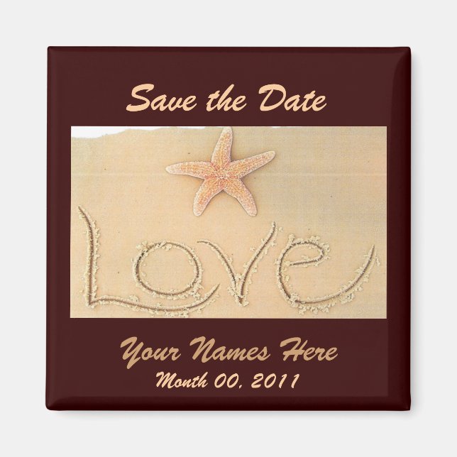 Imán Beach LOVE Boda Magnet (Frente)