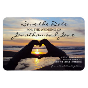 Imán Beach Ocean Love Heart Wedding Save the Date