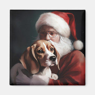 Imán Beagle con Navidades festivos de Santa Claus