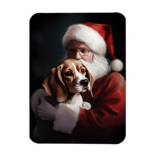 Imán Beagle con Navidades festivos de Santa Claus