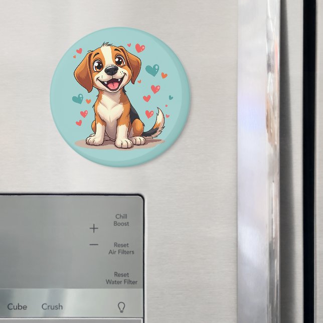 Imán Beagle de Kawaii con arte de perros lúgubre (In situ (nevera))