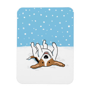 Imán Beagle de nieve feliz de invierno - Perro de caric
